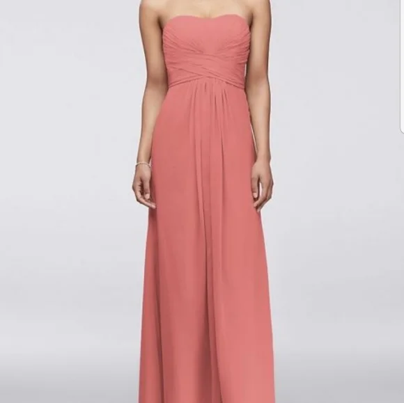 New David's Bridal bridesmaids dress size 12 guava color